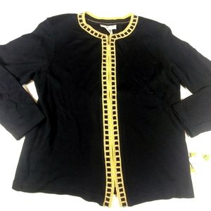 NWT CD Petites Zip Up Cardigan Sweater Black SZ SP